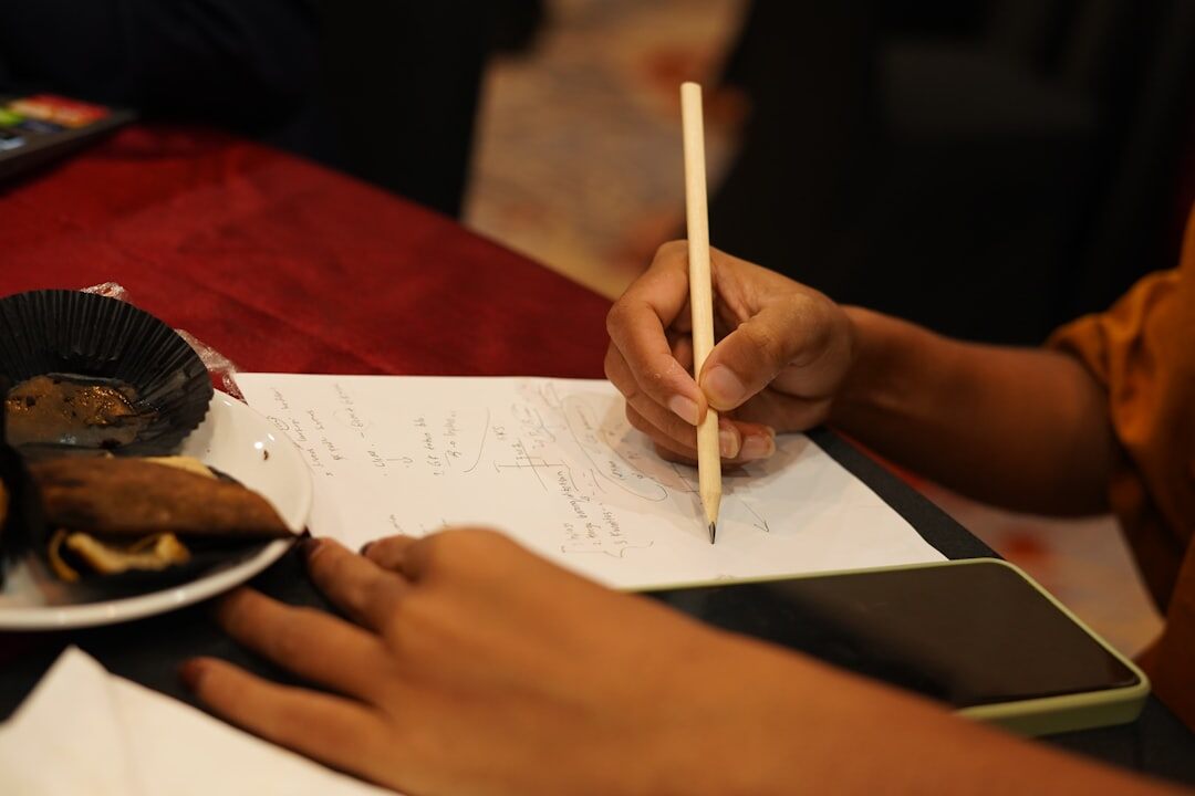 Journalist taking notes on assignment