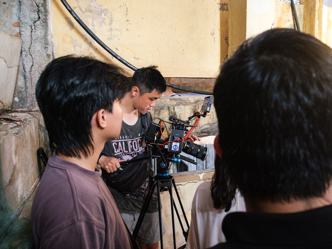 Students learning journalism skills