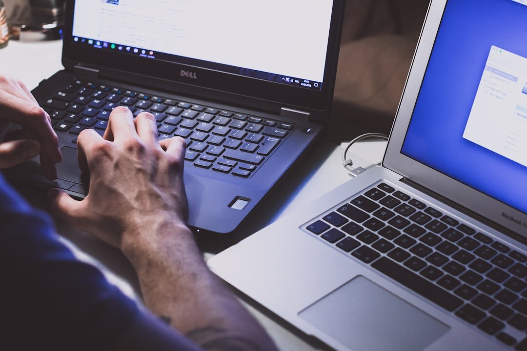 Person researching online sources